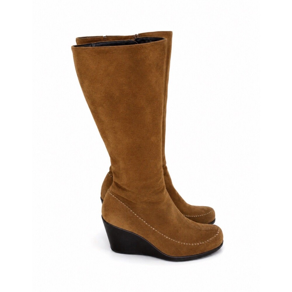 Aerosoles Gather Round Tan Suede Wedge Knee Hi Women’s Boots 8M
